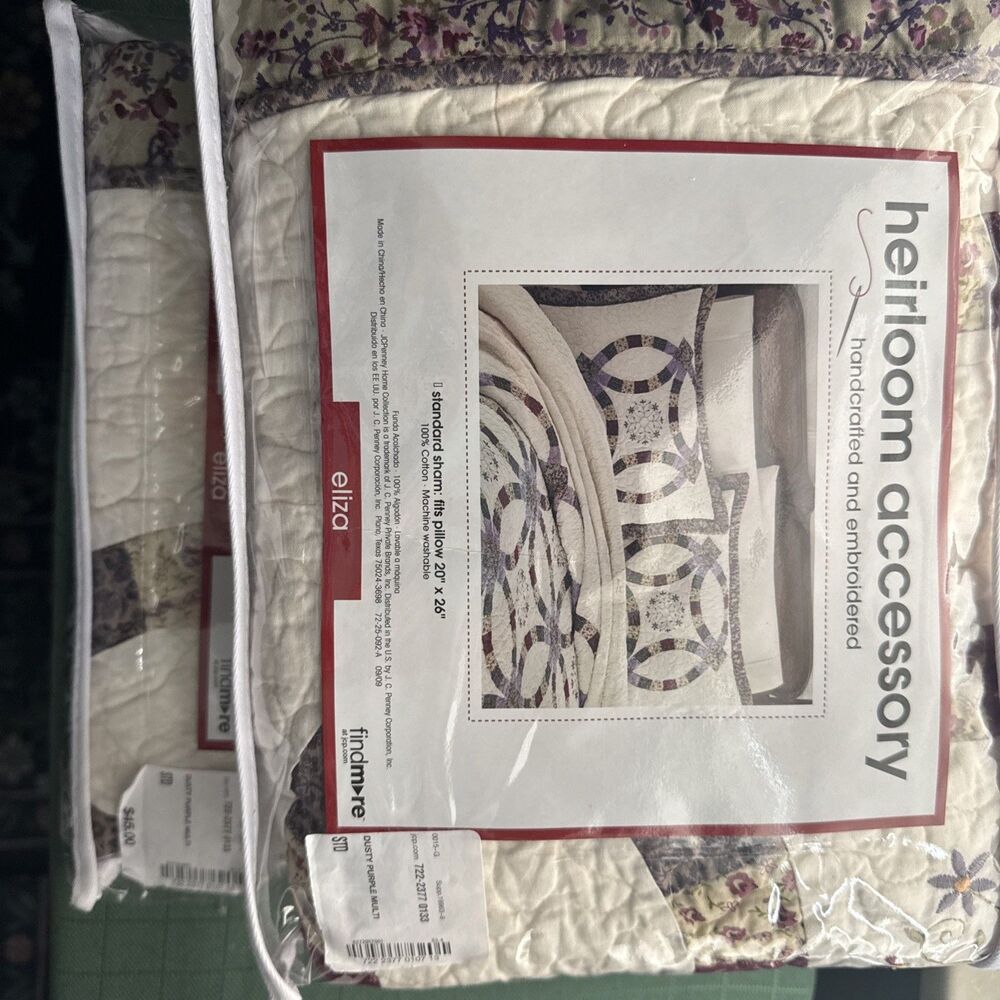 2 Heirloom Accessory Eliza Pillow Shams New dusty purple vintage J C penny